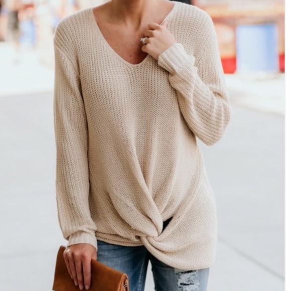 Long Sleeve Sweater Front Twist - Picture 2 of 8